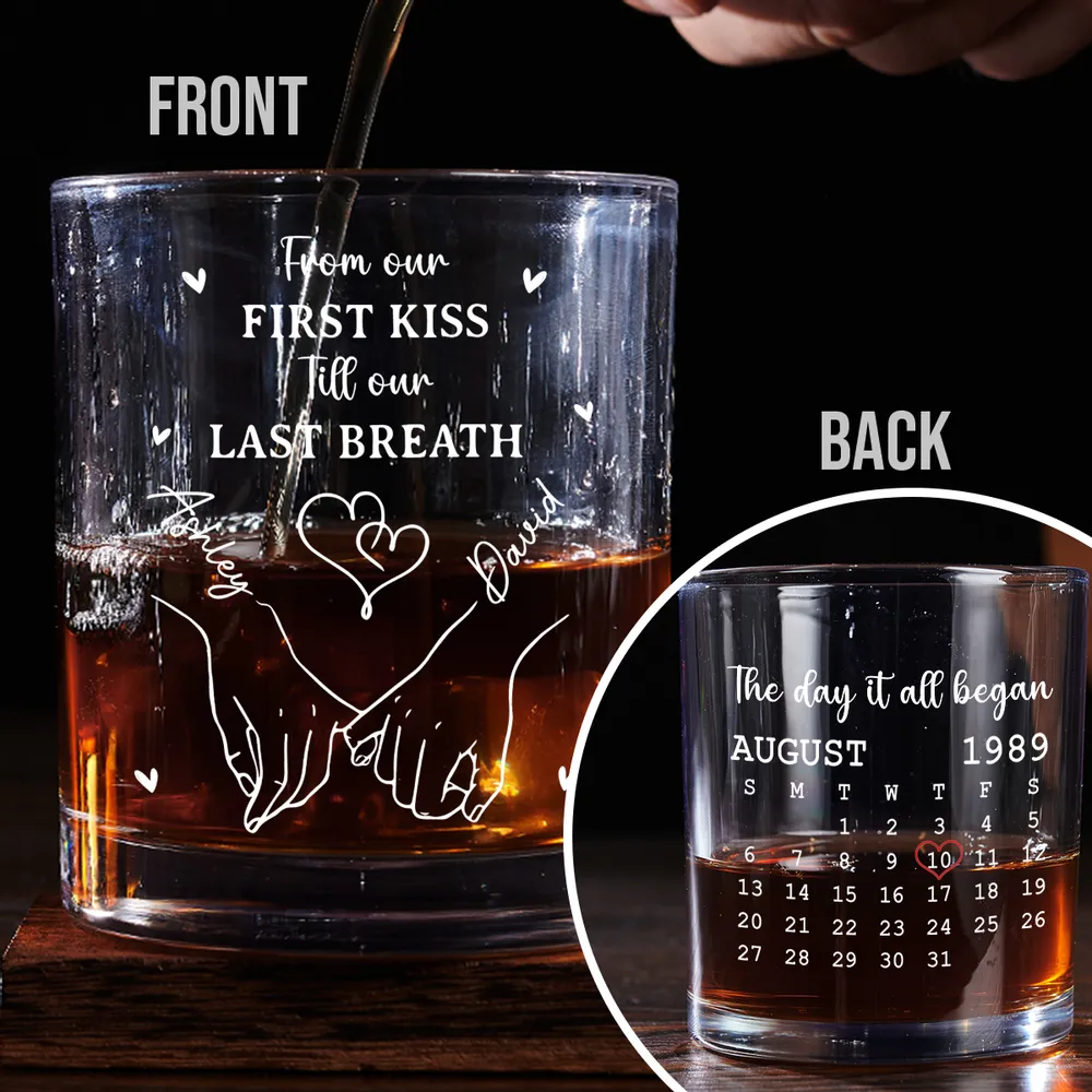 Personalized Whiskey Glass with Date Calendar – The Day It All Began Couple Gift for Romantic Anniversaries - Image 4