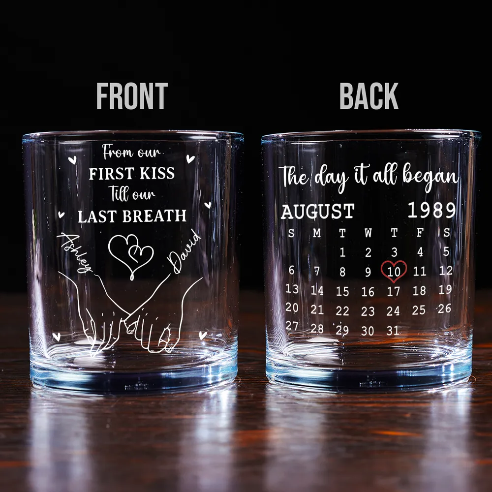 Personalized Whiskey Glass with Date Calendar – The Day It All Began Couple Gift for Romantic Anniversaries - Image 5