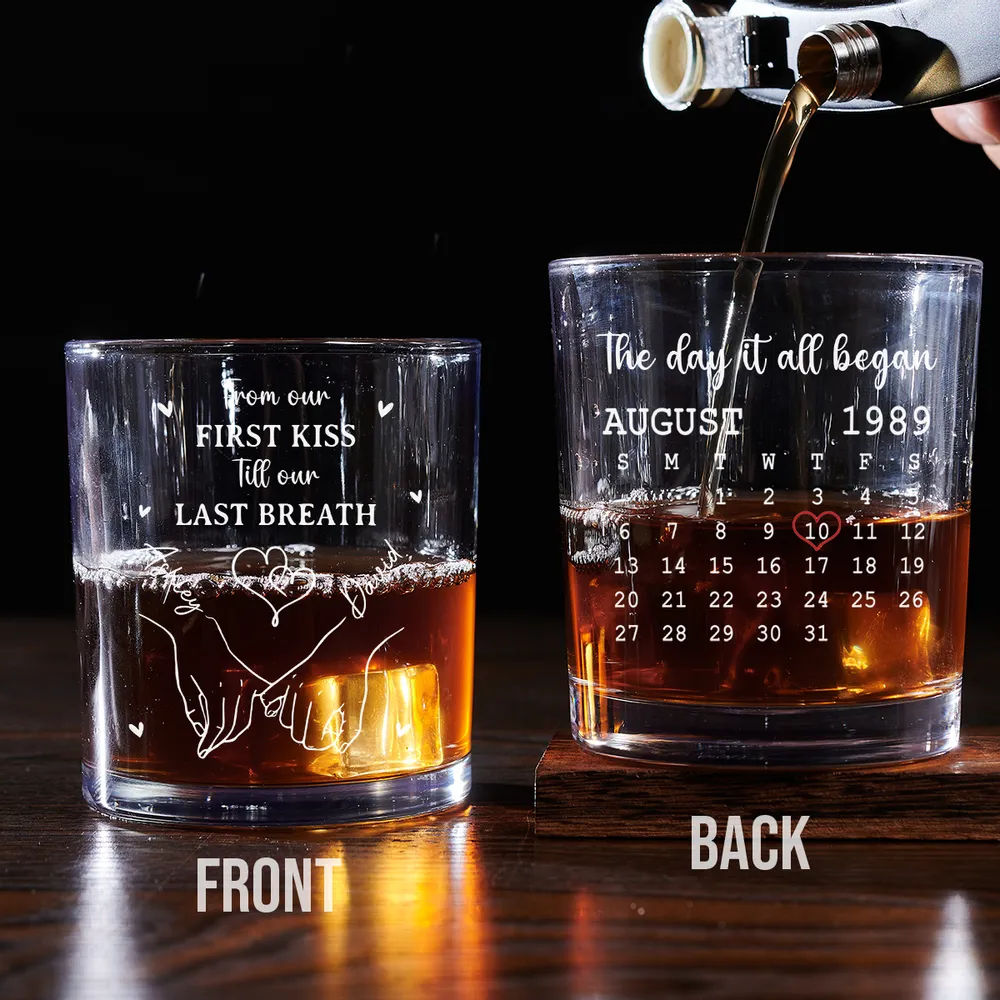 Personalized Whiskey Glass with Date Calendar – The Day It All Began Couple Gift for Romantic Anniversaries - Image 6