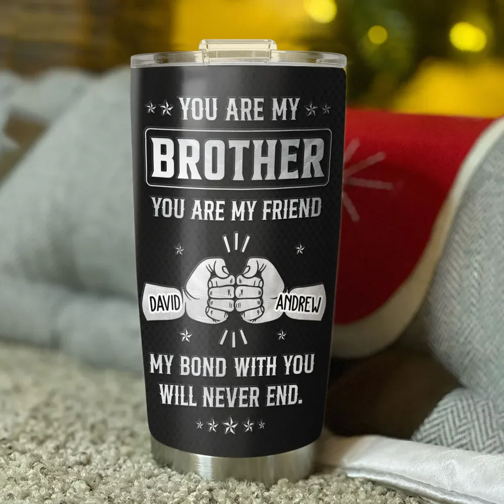 Personalized Brother Insulated Travel Tumbler, Meaningful Bond Quote Gift for Brothers, Custom Name Stainless Steel Cup - Image 3