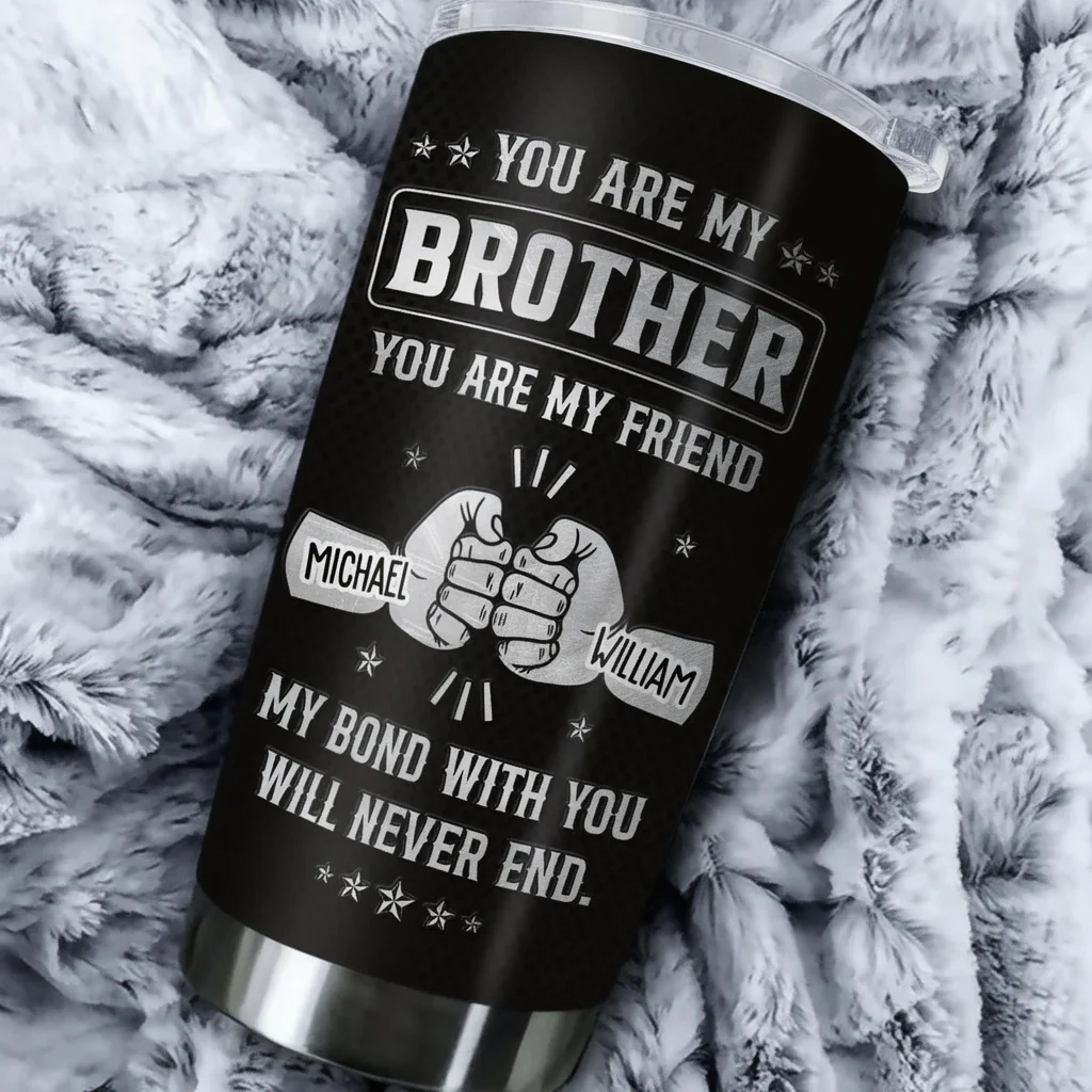 Personalized Brother Insulated Travel Tumbler, Meaningful Bond Quote Gift for Brothers, Custom Name Stainless Steel Cup - Image 4