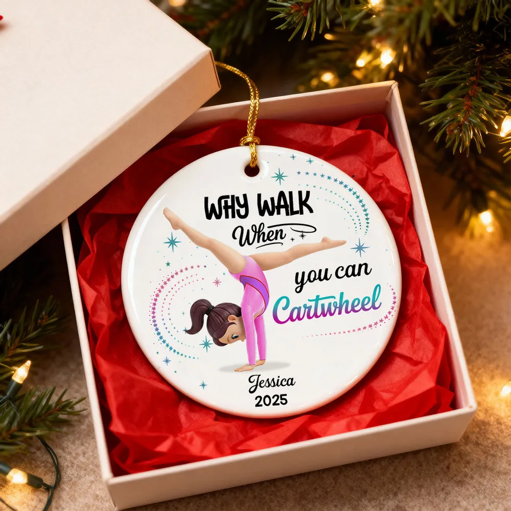 Ceramic Ornament Personalized for a Gymnast, Why Walk When You Can Cartwheel Keepsake, Sweet Holiday Gift - Image 5