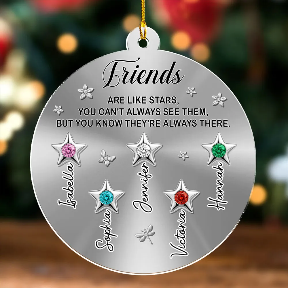 Personalized Sisters Acrylic Ornament with Star Design, Sparkly Birthstone Look, Holiday Decor, Creative Sister Gift - Image 2