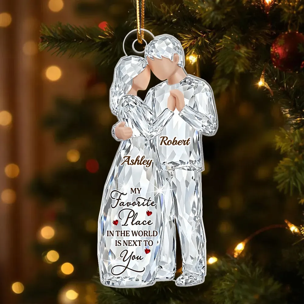 Custom Couple Acrylic Ornament – Sparkling Crystal Look Hugging Lovers, Heartfelt You'll Forever Be My Always Message, Unique Gift for Him or Her - Image 6