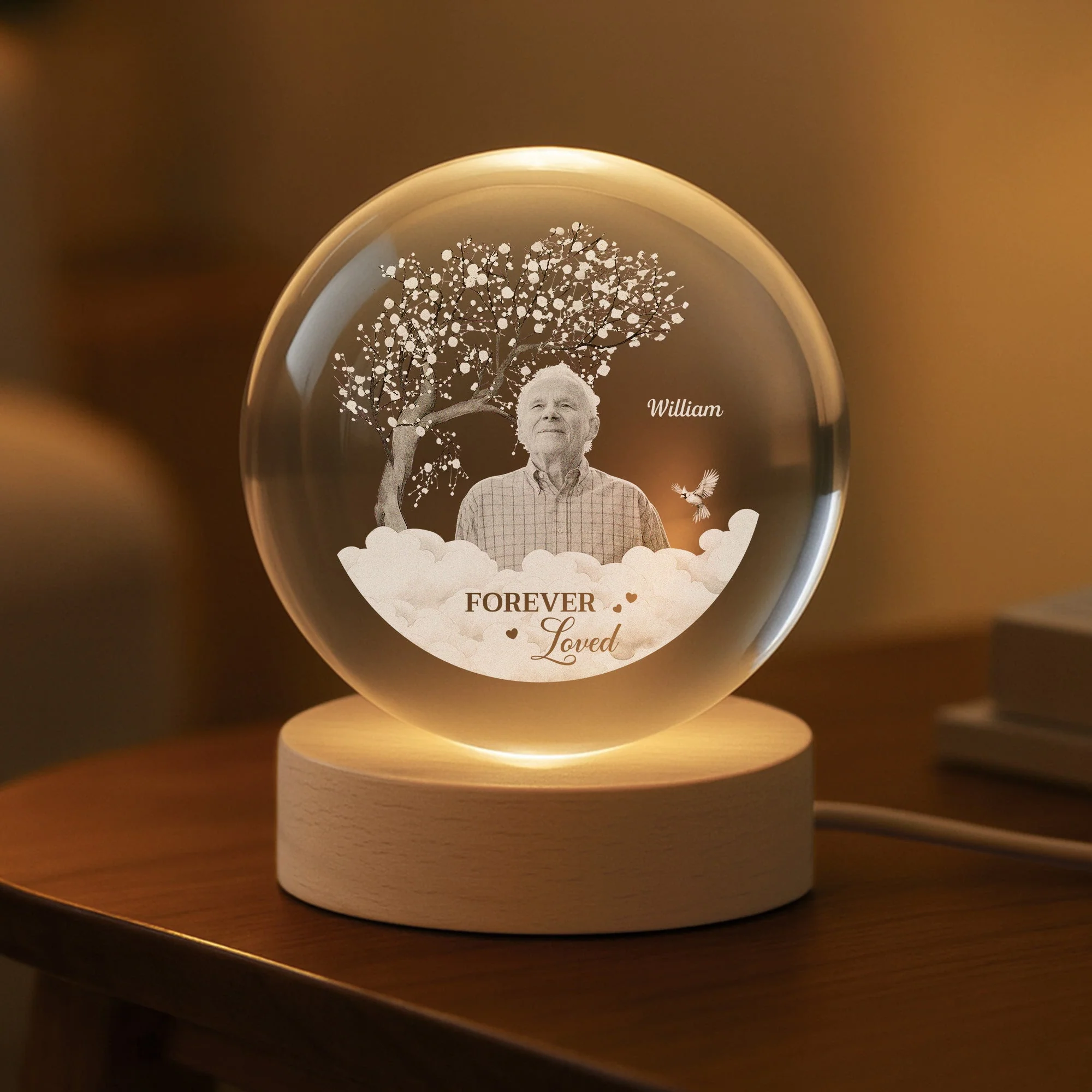 Memorial Photo Globe Lamp – “I’m Always With You” Personalized Keepsake Night Light - Image 2