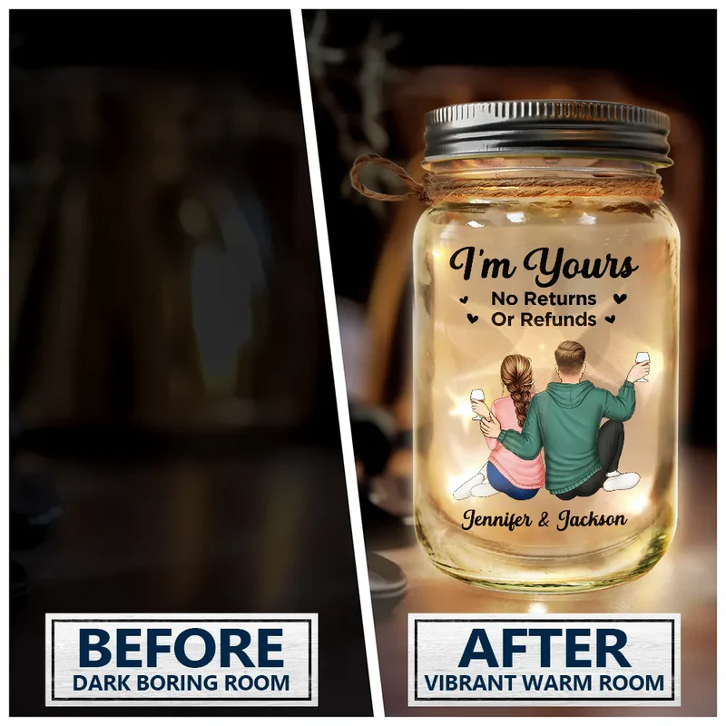 Personalized Glass Mason Jar Light With Couple Illustration And Custom Song Code, Cozy Bedroom Decor, Unique Gift For Couple - Image 6