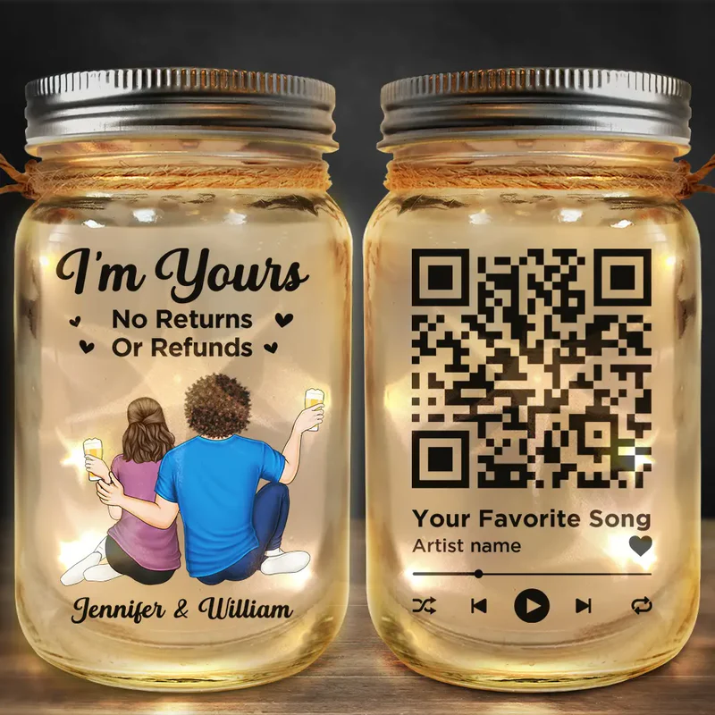 Personalized Glass Mason Jar Light With Couple Illustration And Custom Song Code, Cozy Bedroom Decor, Unique Gift For Couple - Image 7