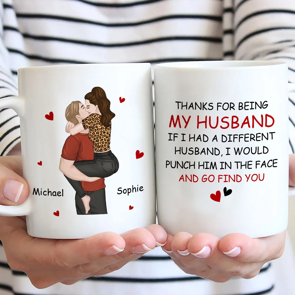 Funny Personalized Ceramic Mug Thanks For Being My Husband Sweet Romantic Couple Design Unique Gift for Wife or Husband - Image 3