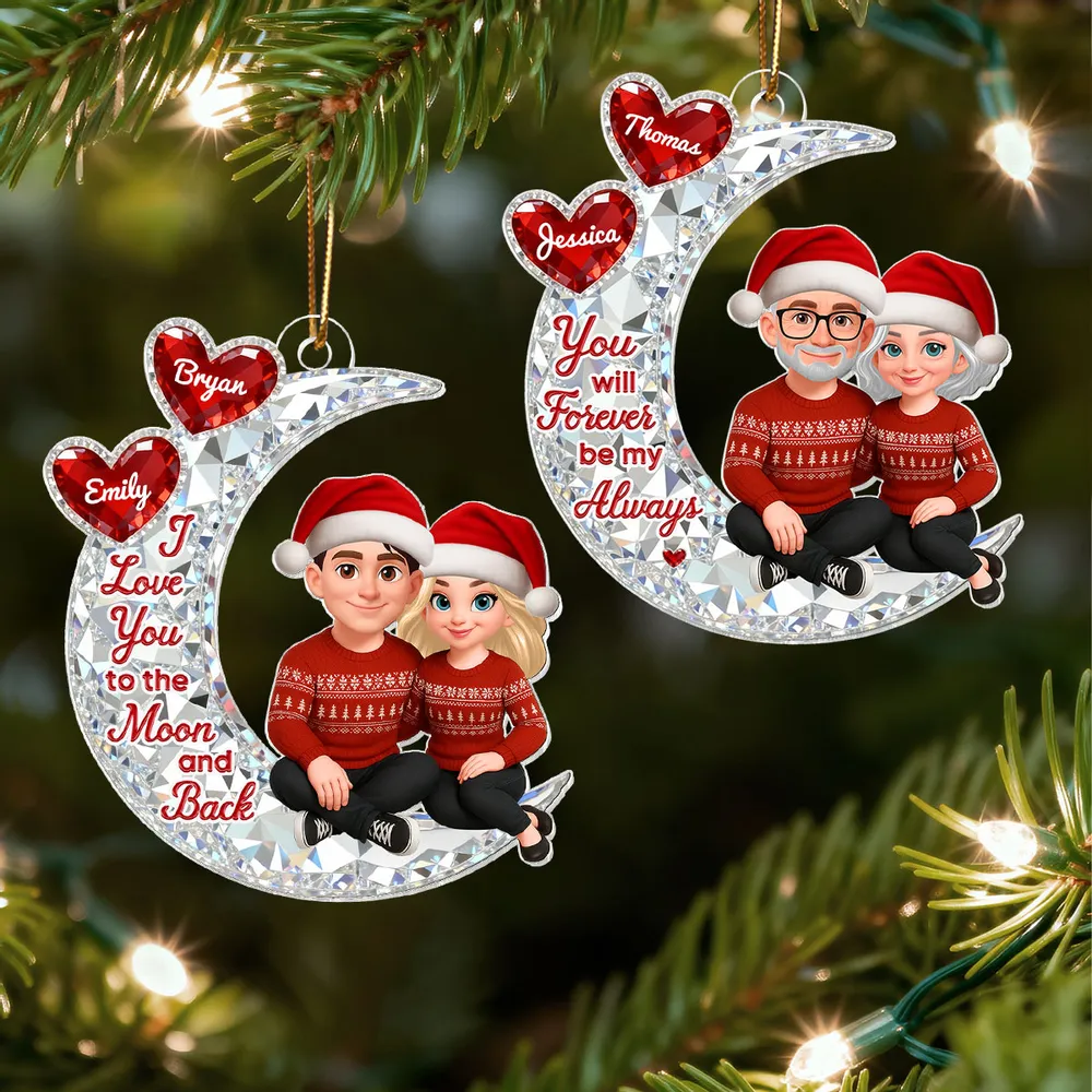 Acrylic Ornament You will Forever be my Always Moon Couple, Cozy Holiday Keepsake, Personalized Creative Gift for Couples - Image 6