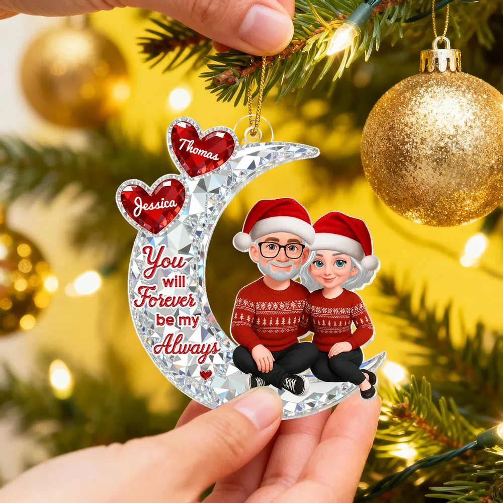 Acrylic Ornament You will Forever be my Always Moon Couple, Cozy Holiday Keepsake, Personalized Creative Gift for Couples - Image 7
