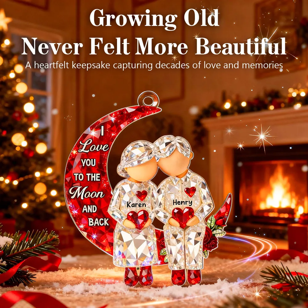 Personalized Acrylic Ornament Couple Love You to the Moon and Back Christmas Tree Decor, Unique Gift for Him or Her - Image 2