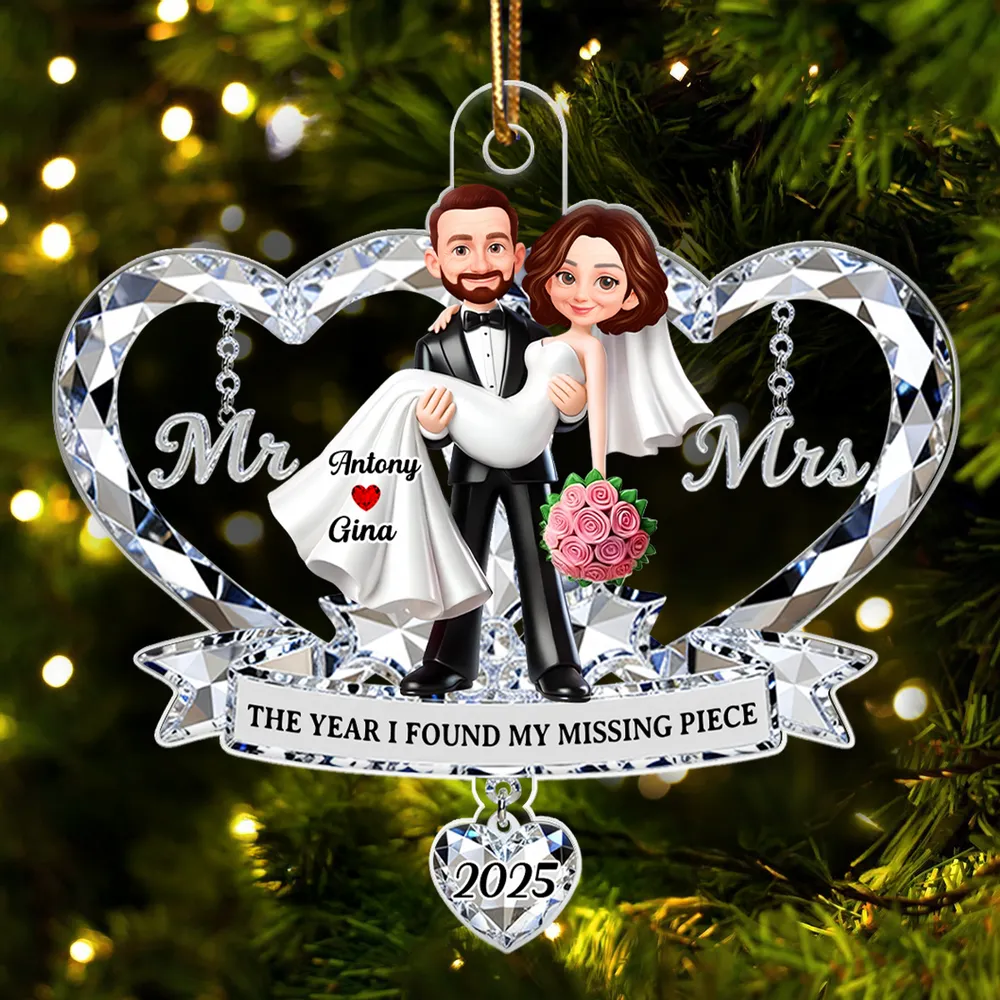 Personalized Acrylic Ornament for Couple, Mr & Mrs Bride in Groom's Arms, Christmas Tree Keepsake Unique Gift - Image 8