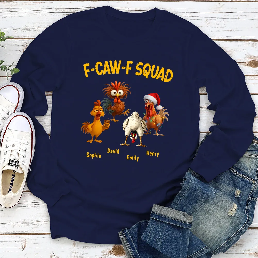 Funny F-CAW-F Squad Chicken Classic Tee, Personalized One of a Kind Gift for Your Crew, Holiday Party Laughs - Image 6