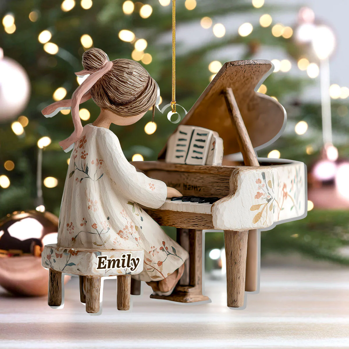 Acrylic Ornament of a Sweet Girl at the Piano, Personalized Keepsake for Holiday Celebration, Thoughtful Gift - Image 6