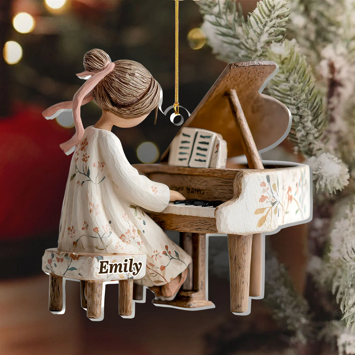 Acrylic Ornament of a Sweet Girl at the Piano, Personalized Keepsake for Holiday Celebration, Thoughtful Gift - Image 8