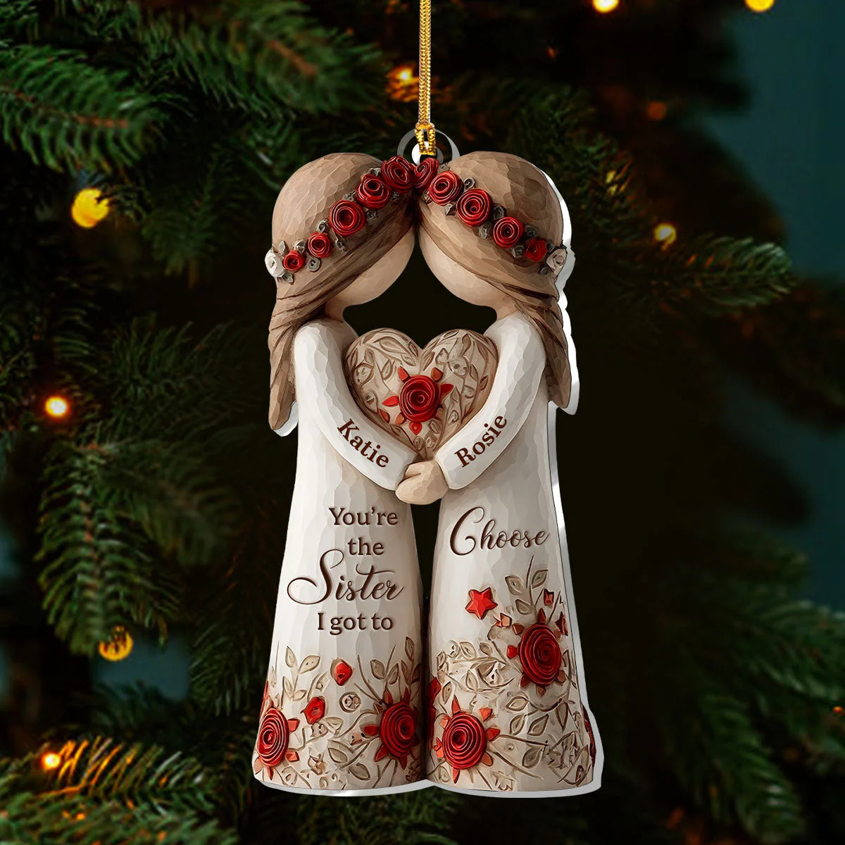 Acrylic Ornament Personalized Sister Gift, Heartwarming Sisters Hugging Heart Design for Holiday Home Decoration, Unique Keepsake - Image 4