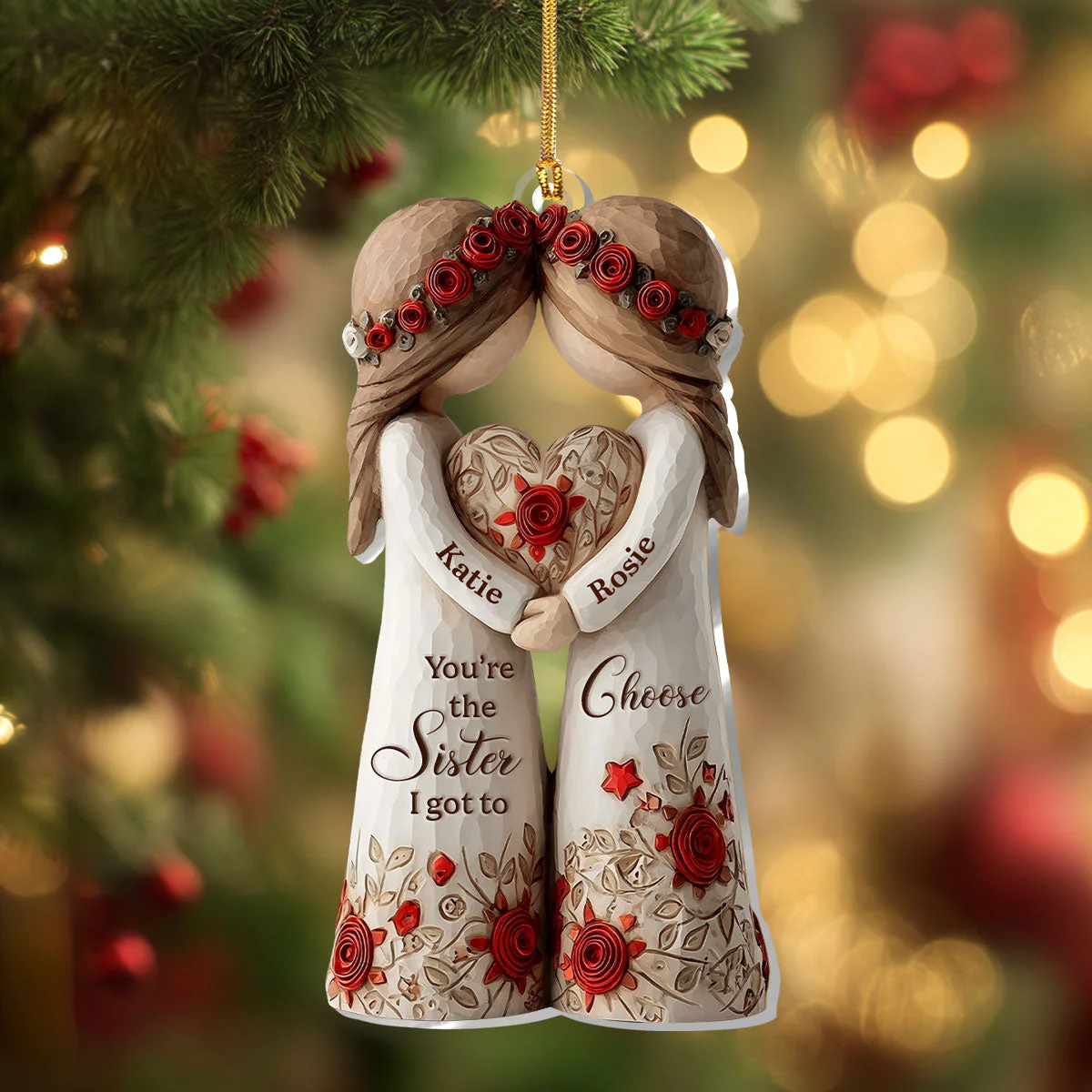 Acrylic Ornament Personalized Sister Gift, Heartwarming Sisters Hugging Heart Design for Holiday Home Decoration, Unique Keepsake - Image 5