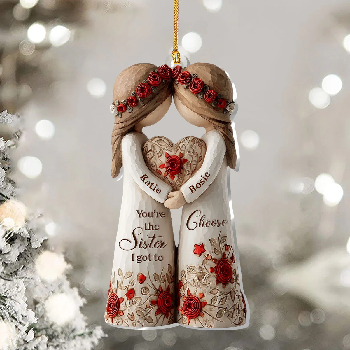 Acrylic Ornament Personalized Sister Gift, Heartwarming Sisters Hugging Heart Design for Holiday Home Decoration, Unique Keepsake - Image 6