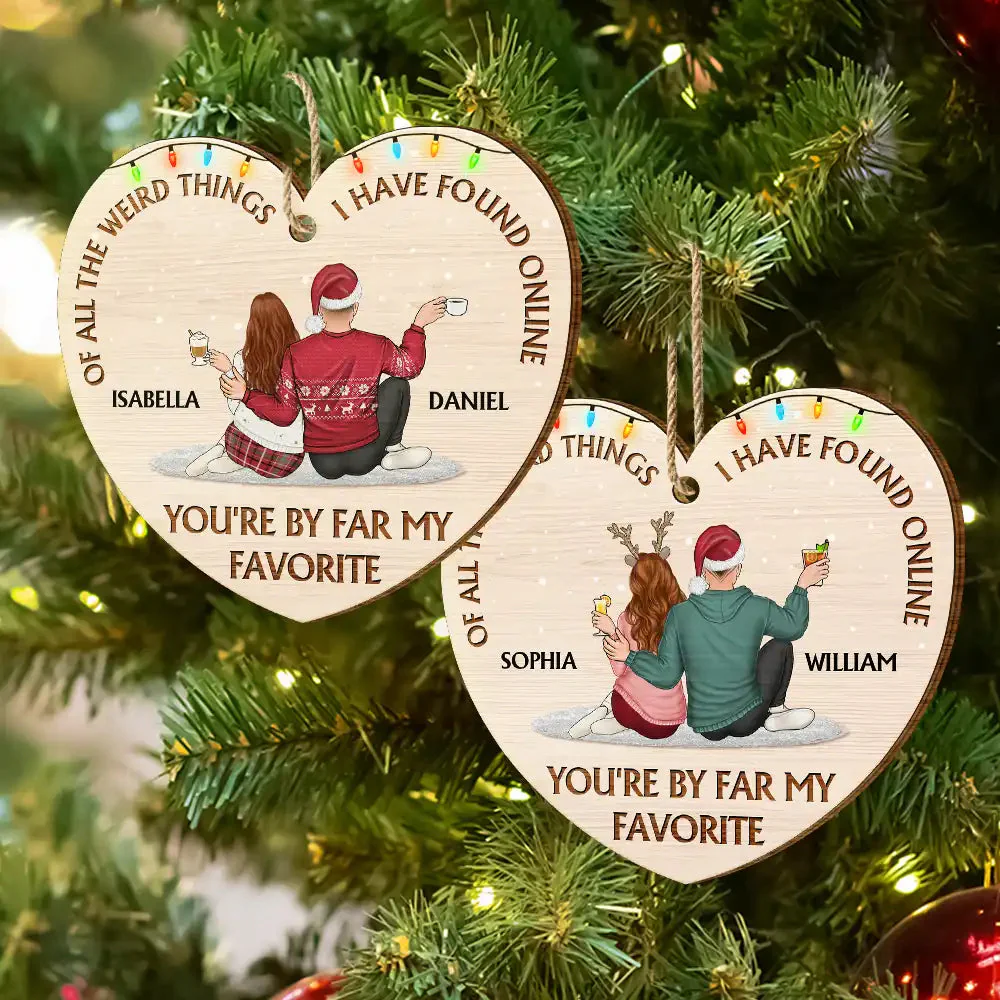 Personalized Couple Heart Wooden Ornament With Funny Love Quote, Cozy Christmas Tree Decor, Unique Gift for Husband or Wife - Image 6