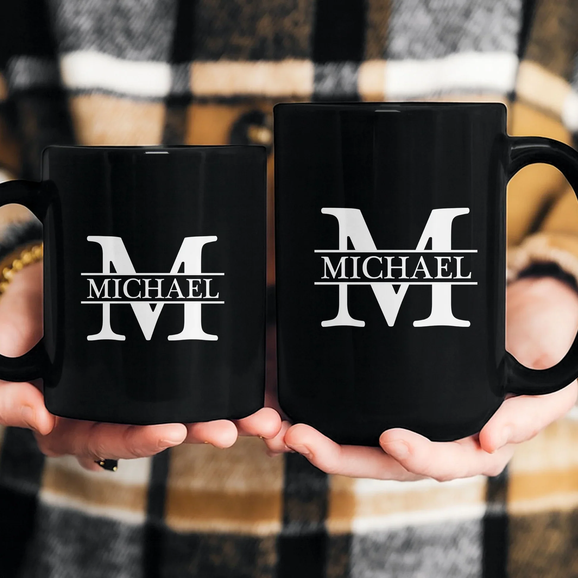 Custom Name Full Color Mug with Bold White Monogram, Office Desk Coffee Time Favorite, Thoughtful Unique Gift for Him - Image 5