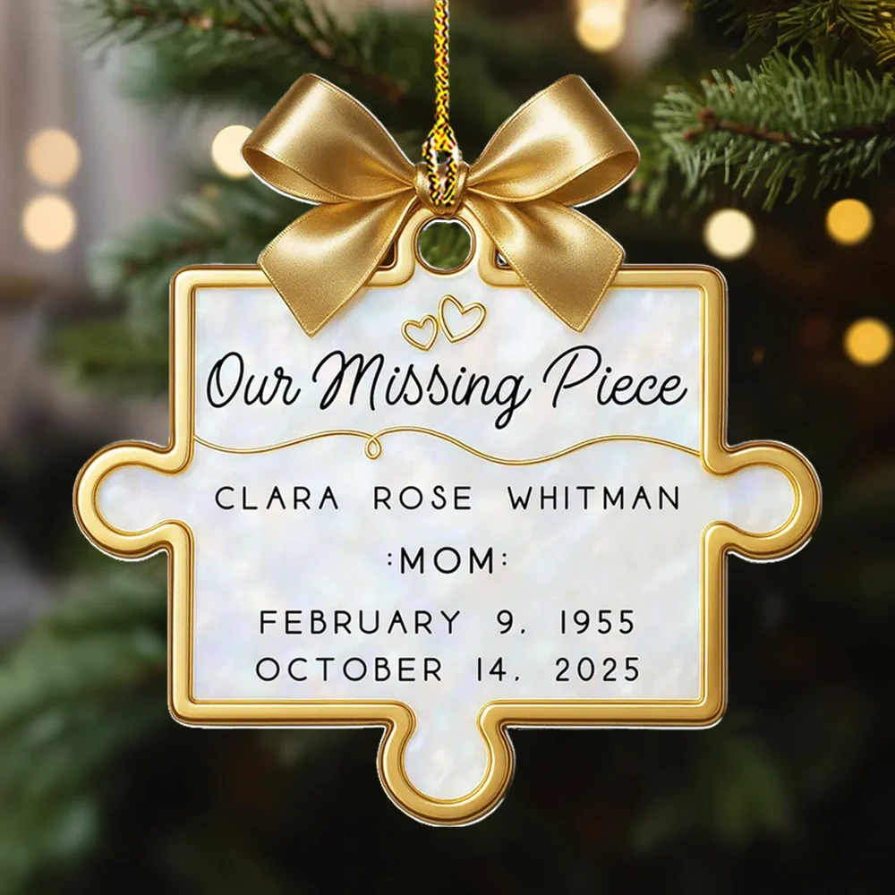 Personalized Memorial Puzzle Piece Acrylic Ornament - In Loving Memory Sympathy Gifts for Loss of Loved One