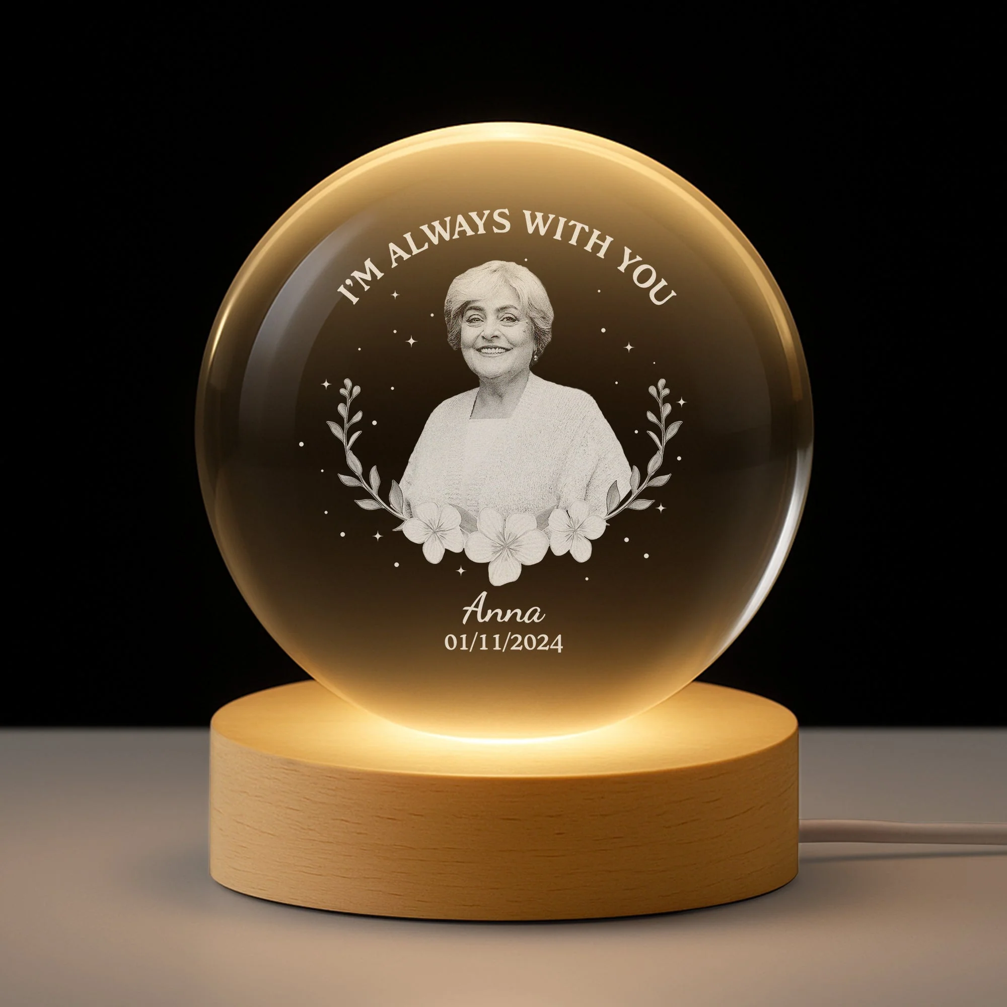 Personalized Globe Lamp Photo Keepsake, I'm Always With You, Warm Memorial Night Light Unique Gift - Image 6