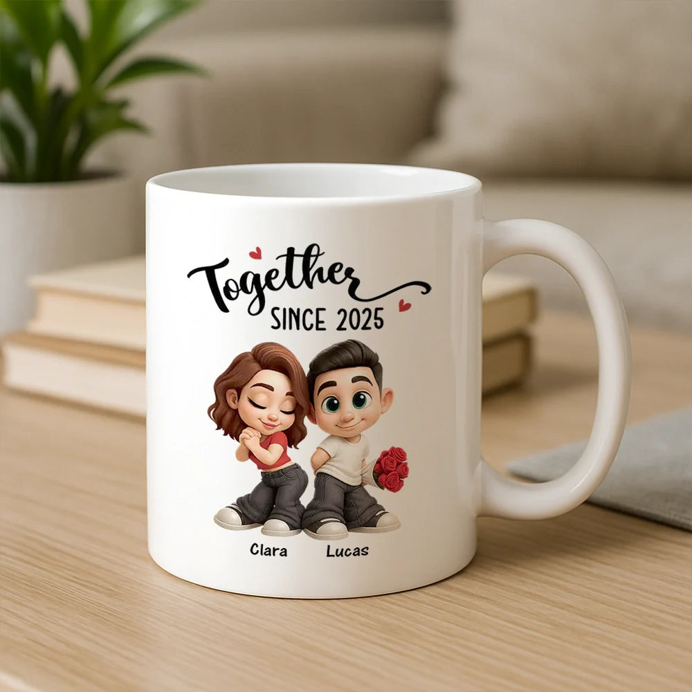 Together Since Ceramic Mug, Personalized Couple Keepsake For Morning Coffee, Sweet Unique Gift For Couples
