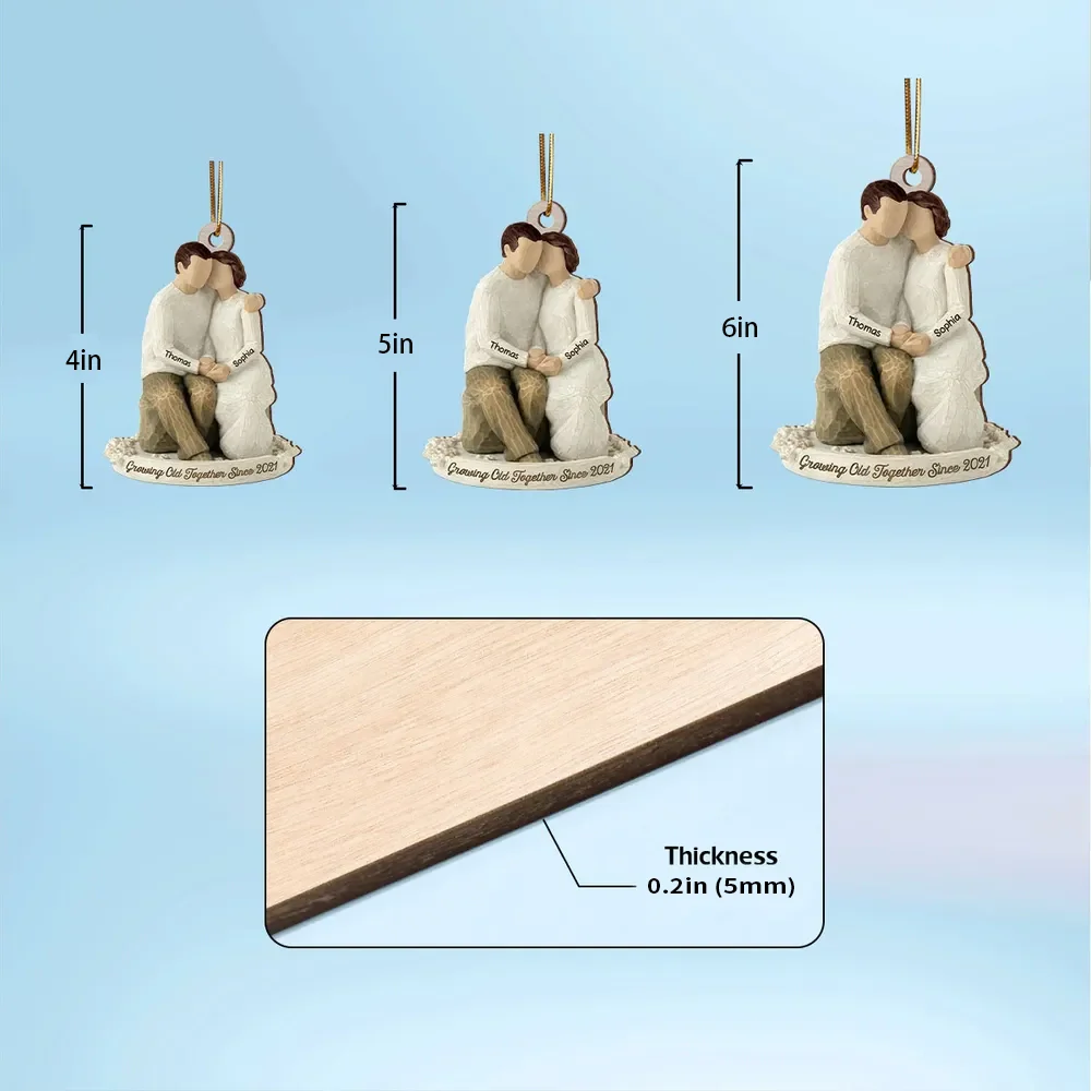 Custom Romantic Wooden Ornament with Cuddling Couple, Cozy Holiday Tree Decoration, Meaningful Unique Gift for Him & Her - Image 7