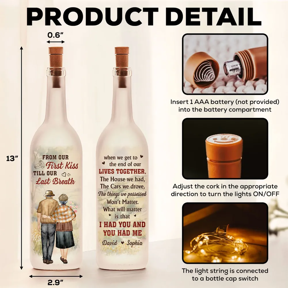 Personalized Couple Bottle Lamp With Warm Glow Bedroom Decor, Unique Romantic Gift for Husband or Wife - Image 6