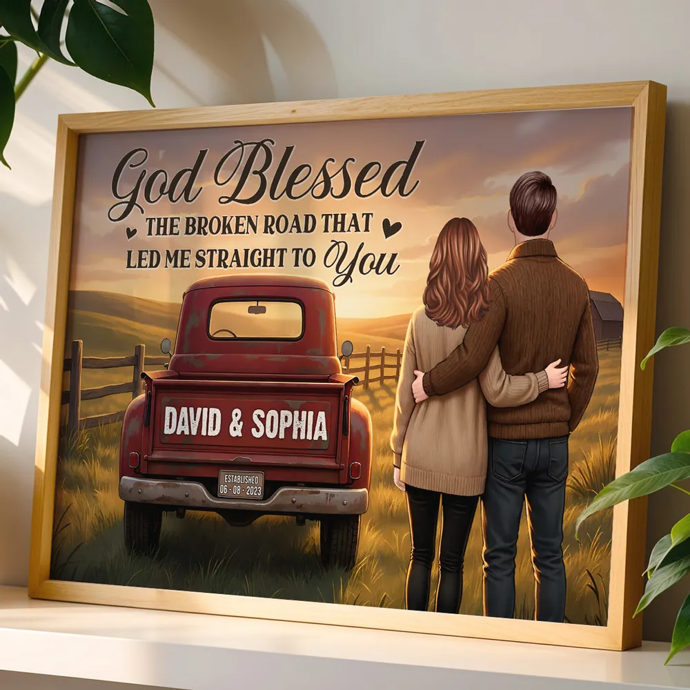 Personalized Couple Sunset Poster Country Truck Scene Romantic Wall Art Unique Gift for Husband or Wife - Image 3