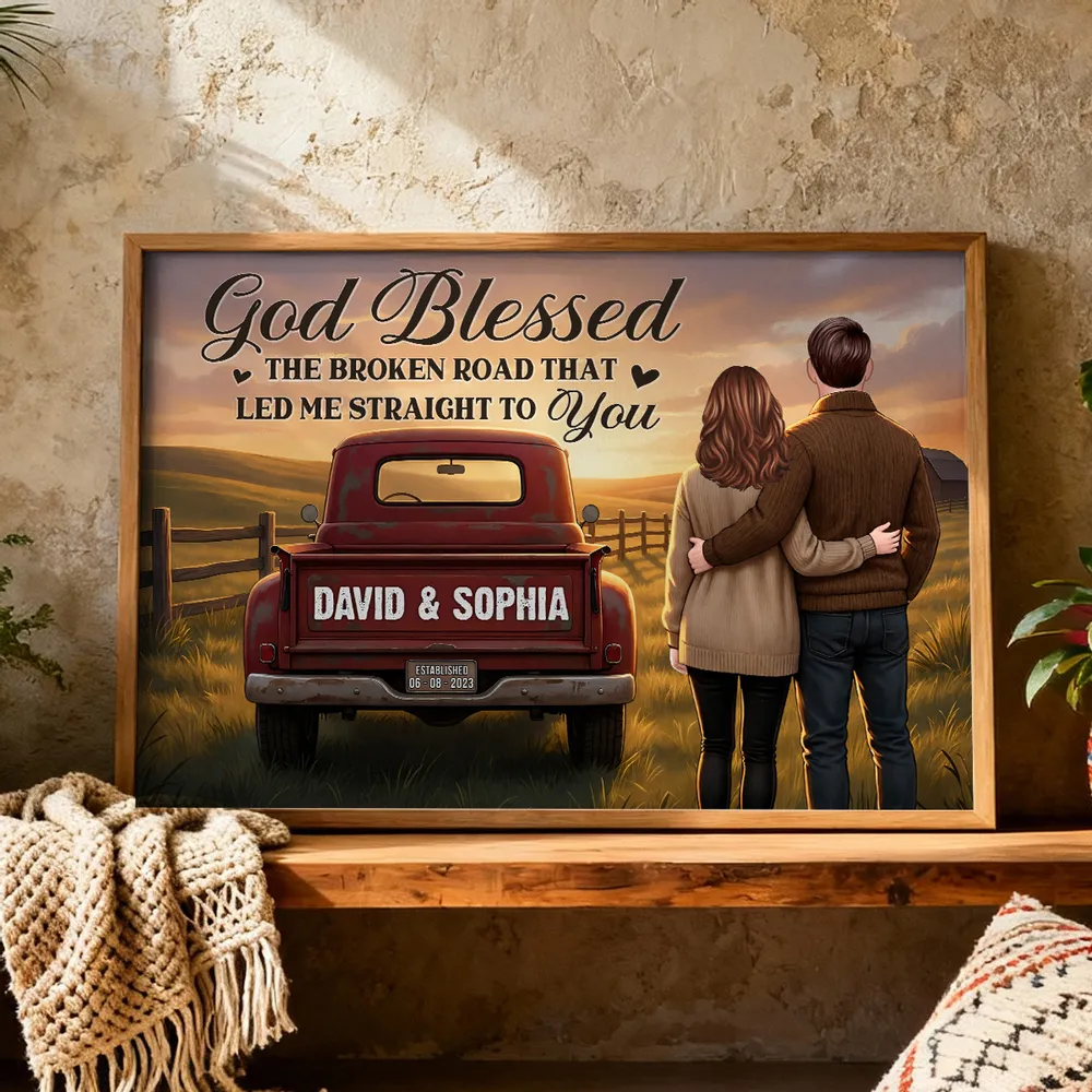 Personalized Couple Sunset Poster Country Truck Scene Romantic Wall Art Unique Gift for Husband or Wife - Image 5