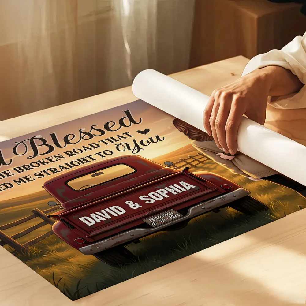 Personalized Couple Sunset Poster Country Truck Scene Romantic Wall Art Unique Gift for Husband or Wife - Image 7