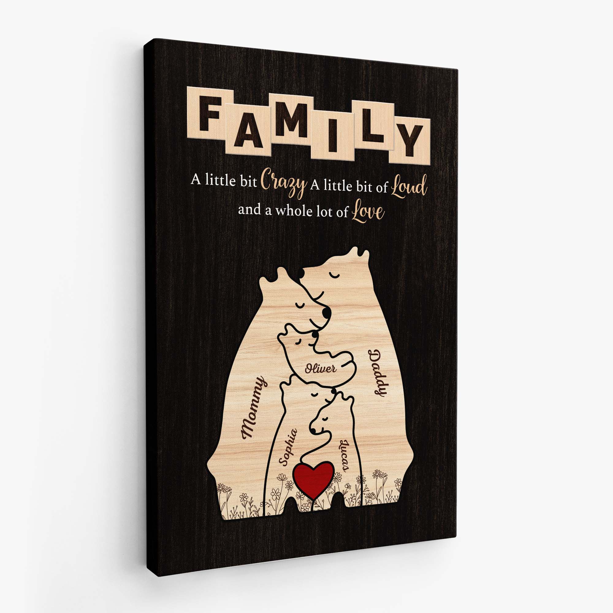 Personalized Bear Family Canvas with Custom Names for Home Decor - Unique Heartwarming Gift for Family - Image 3