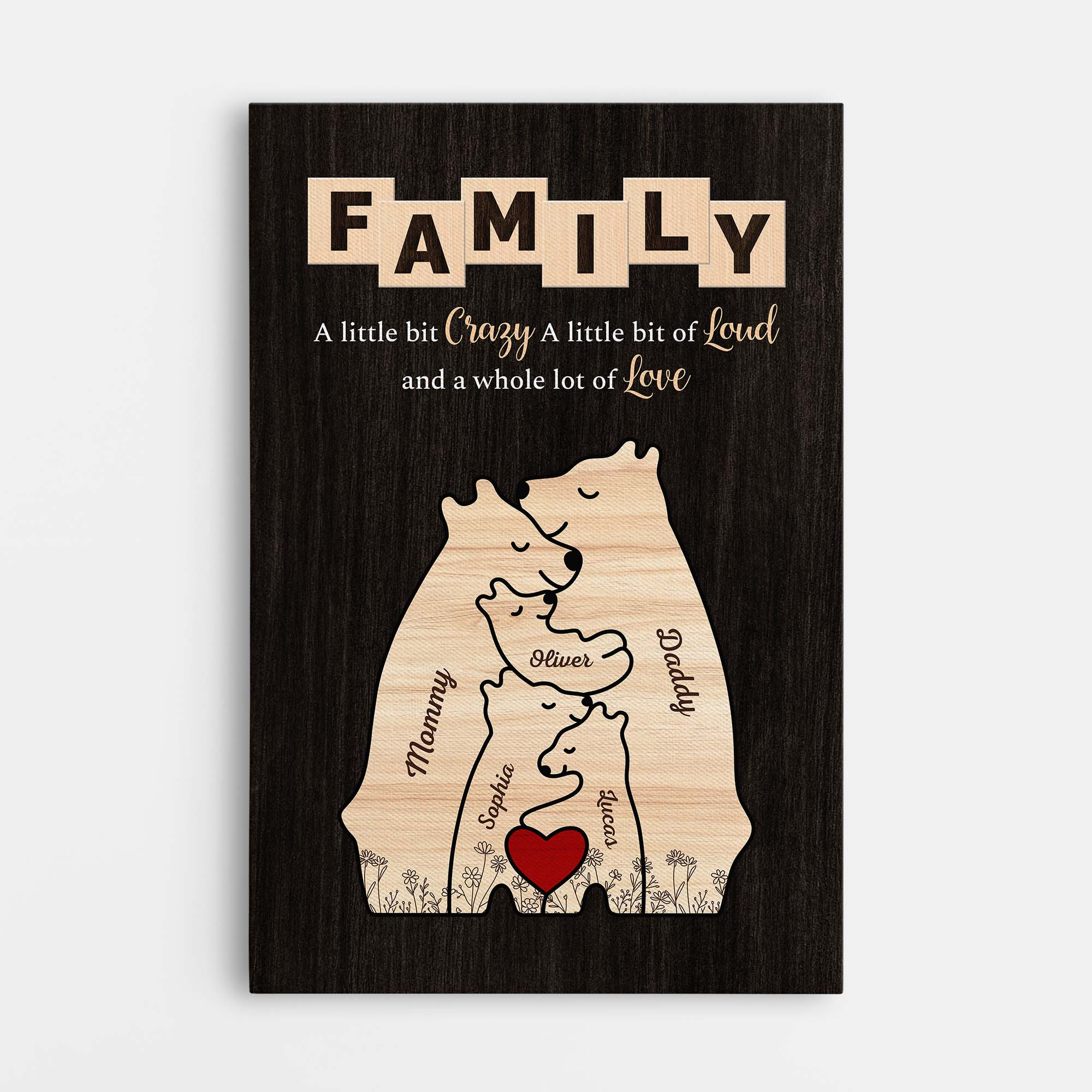 Personalized Bear Family Canvas with Custom Names for Home Decor - Unique Heartwarming Gift for Family - Image 5