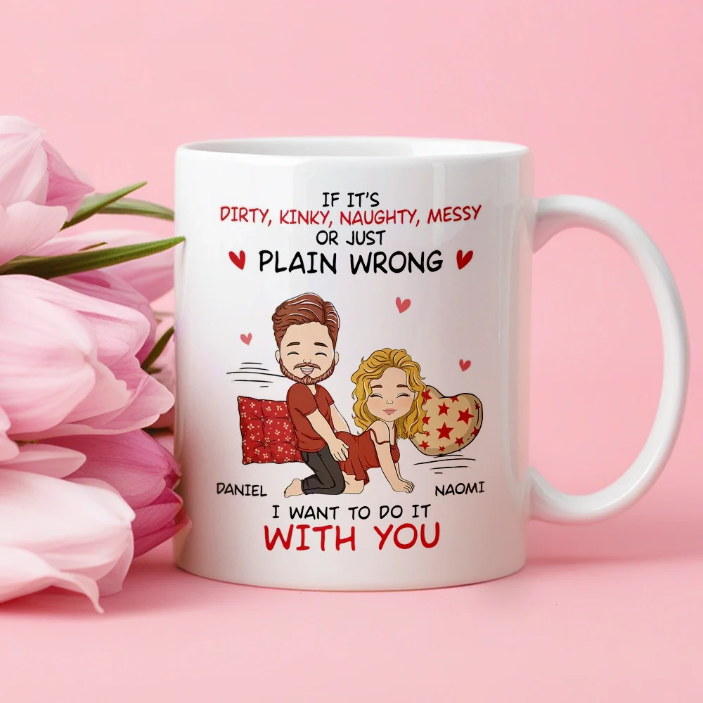 Personalized Ceramic Mug Funny Couple Cartoon Quote Gift for Boyfriend or Girlfriend Cute Flirty Coffee Mug