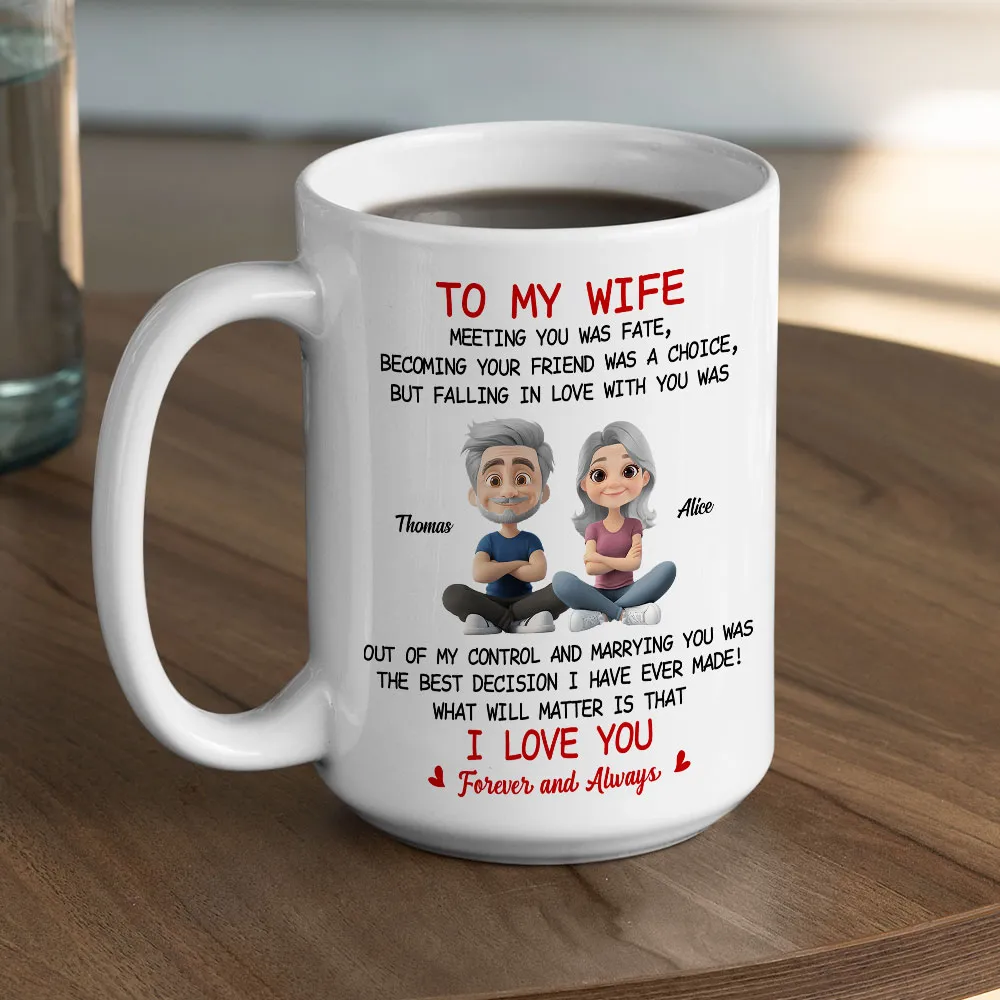 To My Wife Love Quote Ceramic Mug, Personalized Couple Cartoon, Romantic Morning Coffee Unique Gift - Image 5