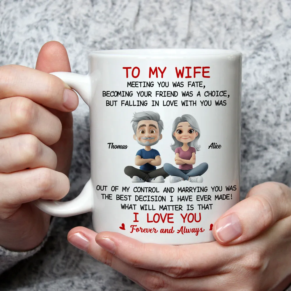 To My Wife Love Quote Ceramic Mug, Personalized Couple Cartoon, Romantic Morning Coffee Unique Gift - Image 6