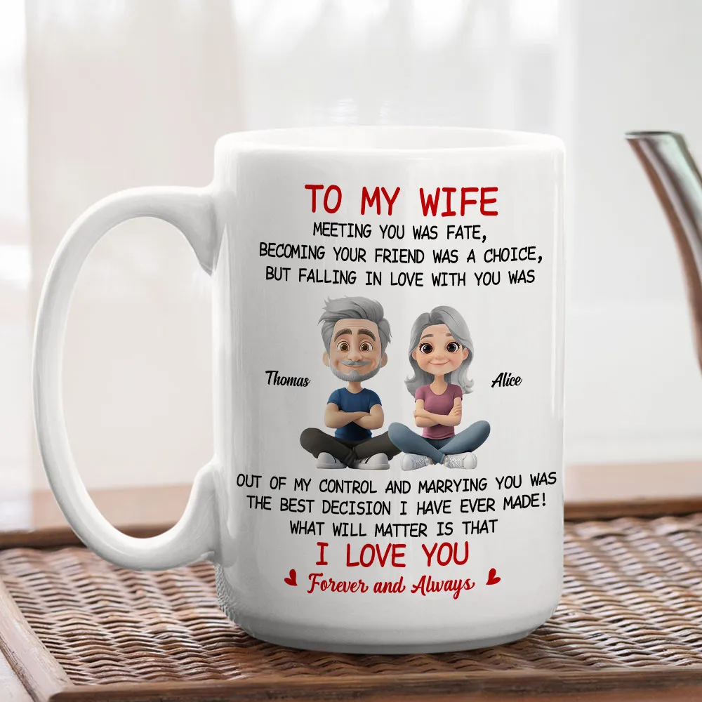 To My Wife Love Quote Ceramic Mug, Personalized Couple Cartoon, Romantic Morning Coffee Unique Gift - Image 7
