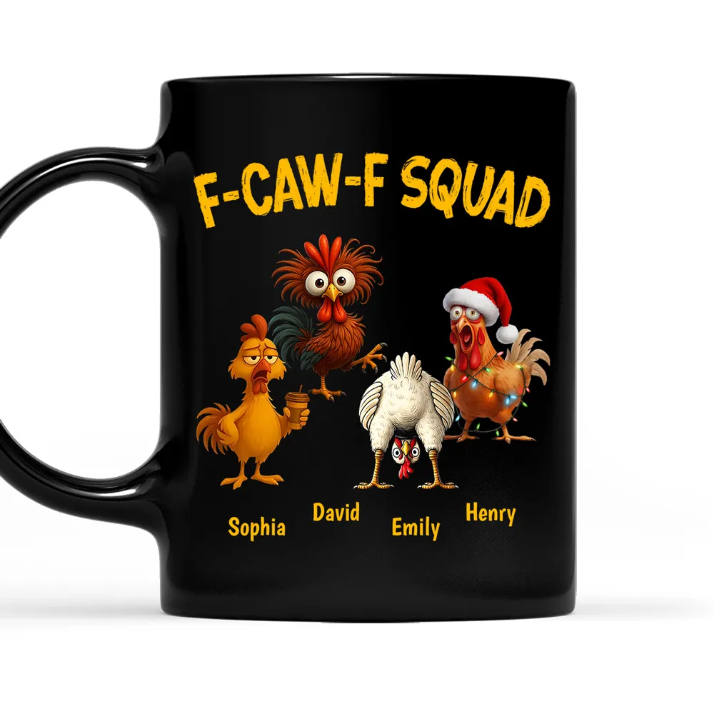 Personalized F-CAW-F Squad Full Color Mug Funny Chicken Cartoon Gift for Friends or Family Coffee Time Laughs - Image 2