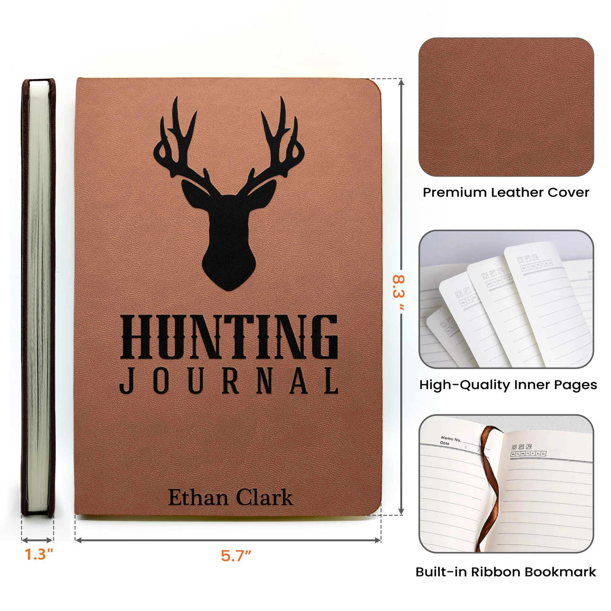 Leather Journal Deer Hunting Journal with Stag & Forest Cover for Hunting Adventures Unique Gift for Husband Dad Grandpa - Image 4