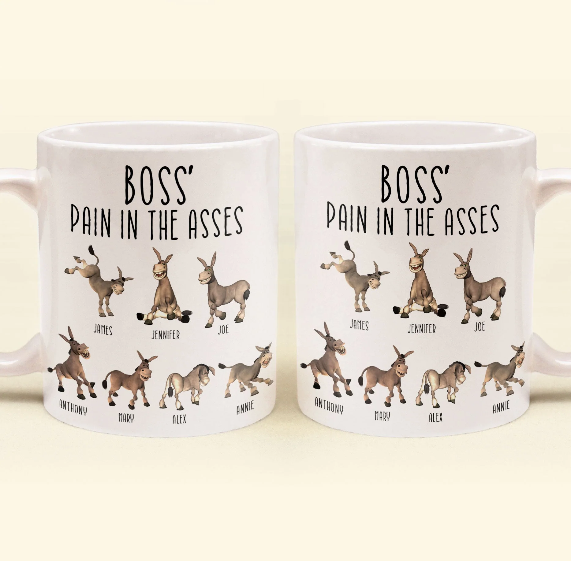 Boss' Pain in the Asses White Ceramic Mug, Personalized Office Humor Gift for Coworkers and Morning Coffee Smiles - Image 8