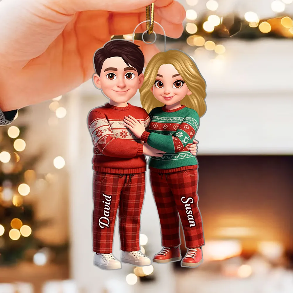 Custom Couple Acrylic Ornament, Cute Cartoon Partners in Matching Sweaters, Sweet Home Display Keepsake, Creative Gift - Image 5