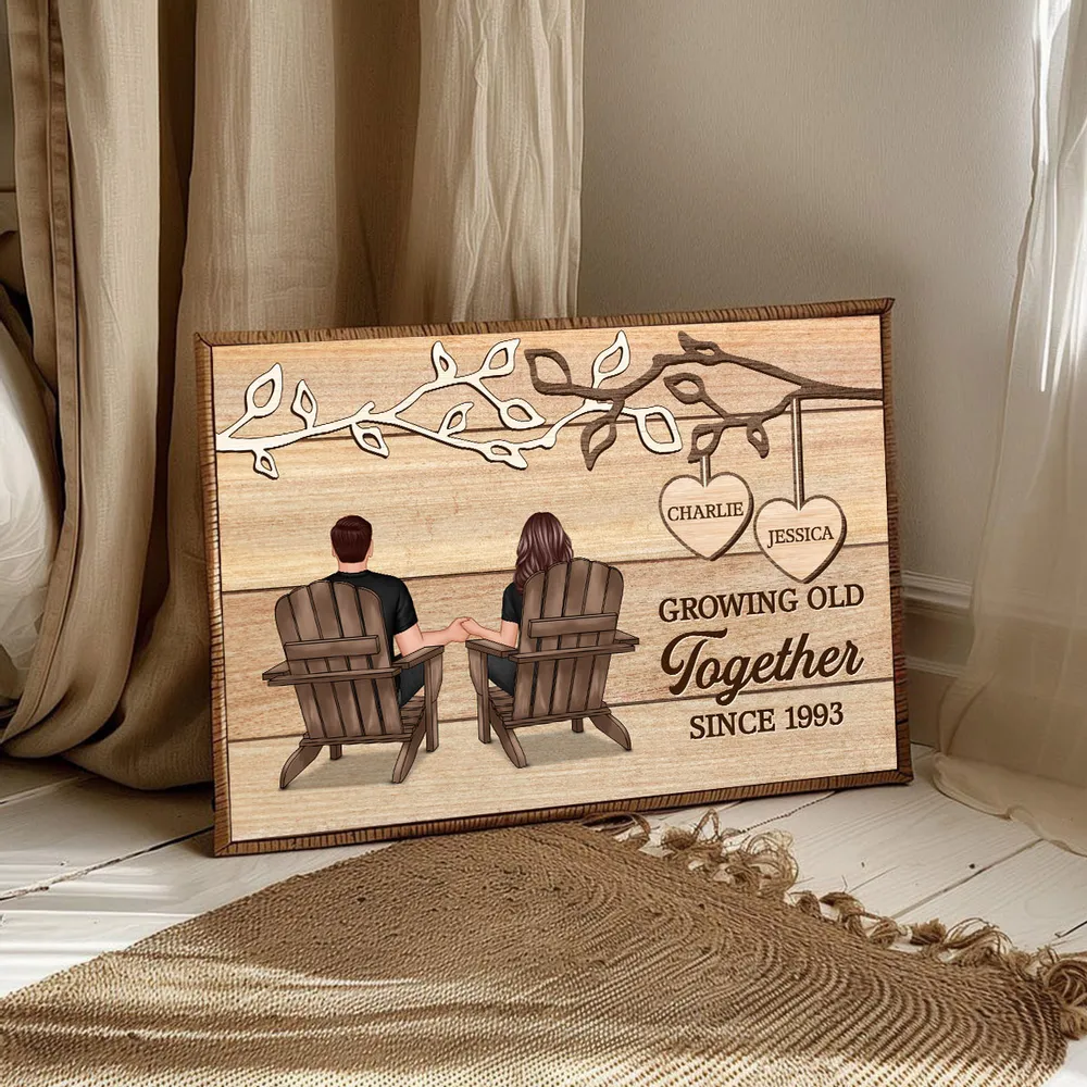 Growing Old Together Personalized Poster, Cozy Rustic Branch Couple Wall Art, Heartwarming Anniversary Or Housewarming Gift - Image 4