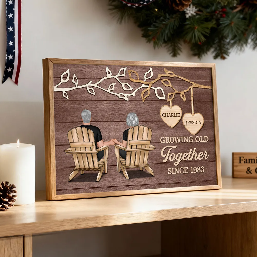 Growing Old Together Personalized Poster, Cozy Rustic Branch Couple Wall Art, Heartwarming Anniversary Or Housewarming Gift - Image 5