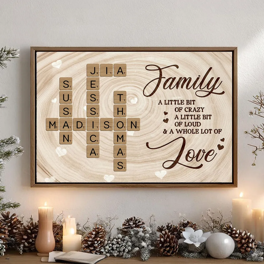 Personalized Family Crossword Poster Wall Art, Rustic Wood Look, Unique Gift for Mom for a Whole Lot of Love - Image 5