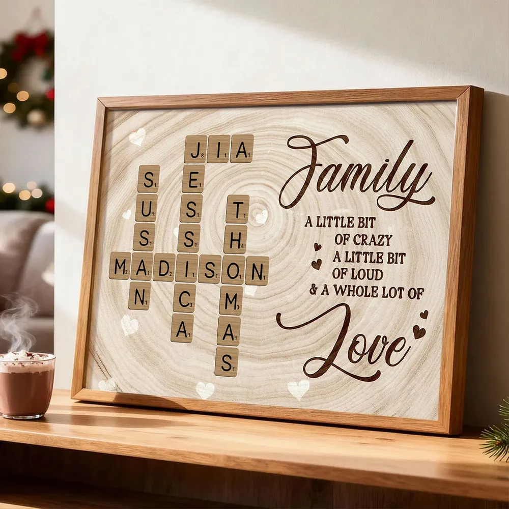 Personalized Family Crossword Poster Wall Art, Rustic Wood Look, Unique Gift for Mom for a Whole Lot of Love - Image 7