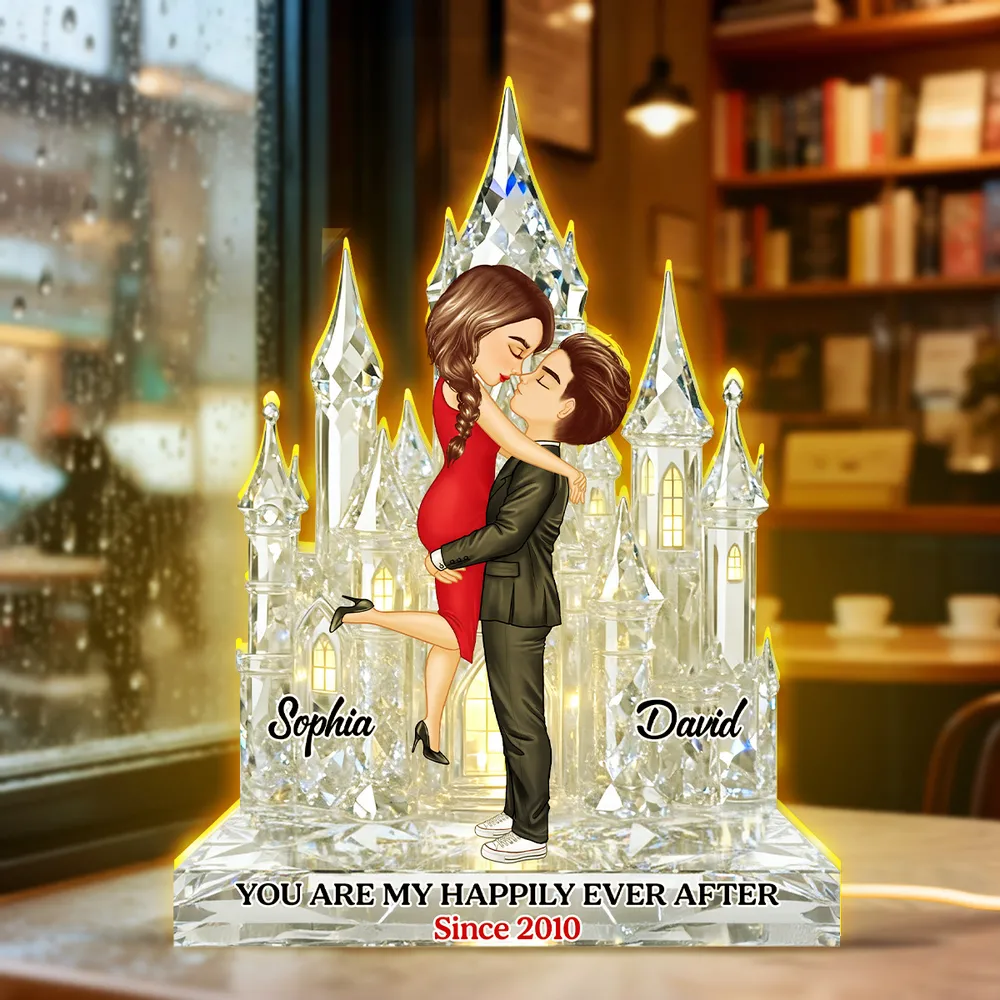 You Are My Happily Ever After Acrylic Light Box, Custom Romantic Night Light, Warm Glow Bookshelf Display, Creative Gift for Couples - Image 3