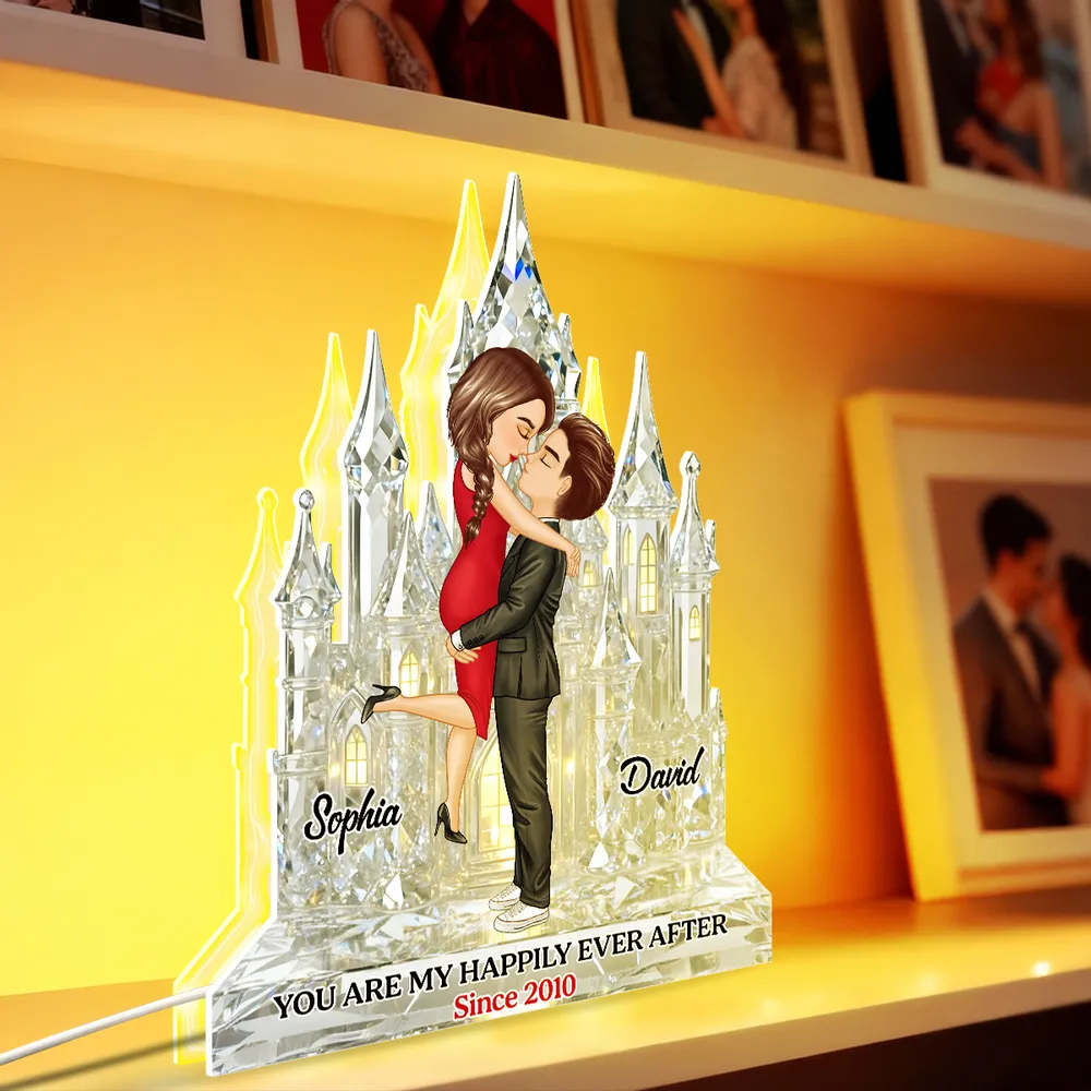 You Are My Happily Ever After Acrylic Light Box, Custom Romantic Night Light, Warm Glow Bookshelf Display, Creative Gift for Couples - Image 4