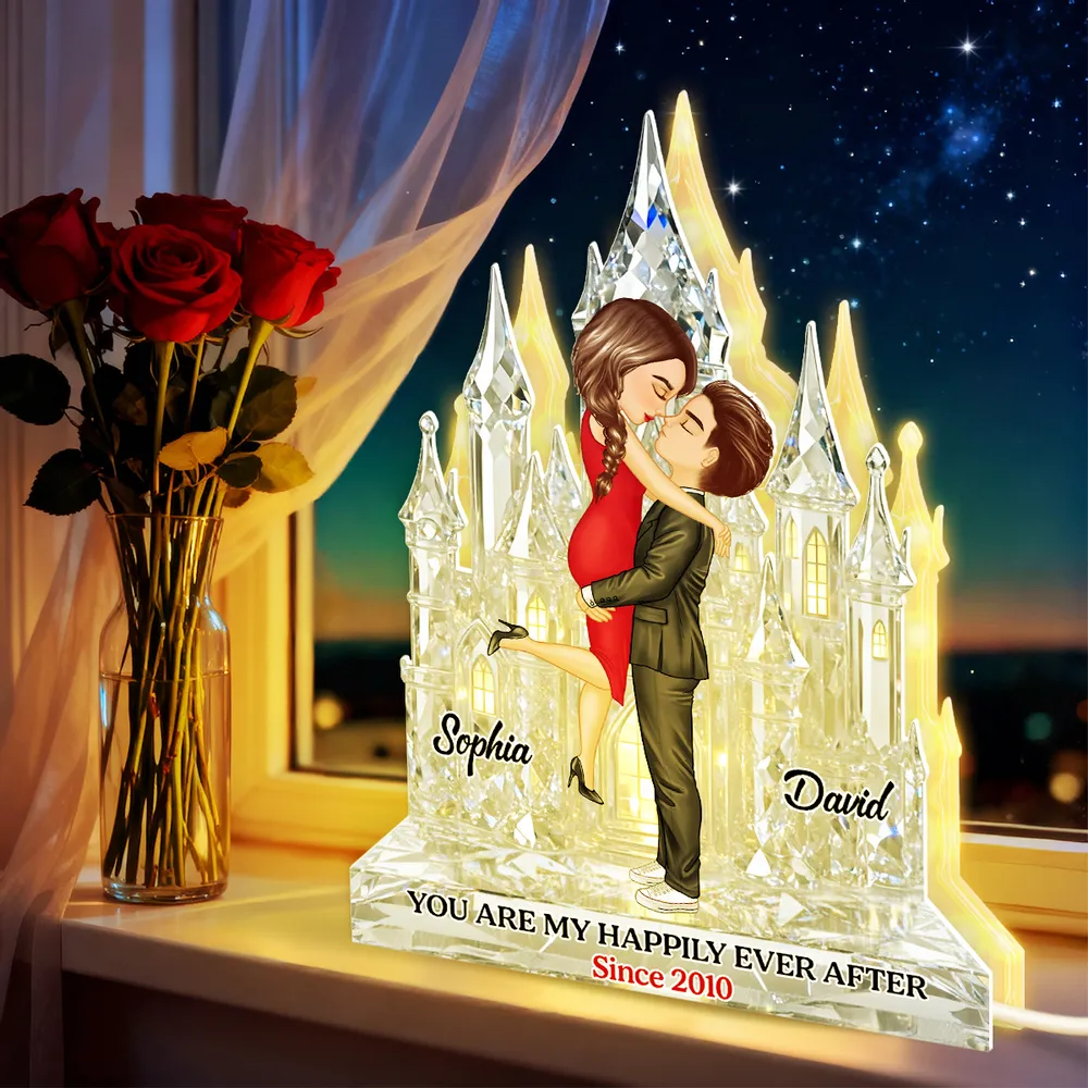 You Are My Happily Ever After Acrylic Light Box, Custom Romantic Night Light, Warm Glow Bookshelf Display, Creative Gift for Couples - Image 7