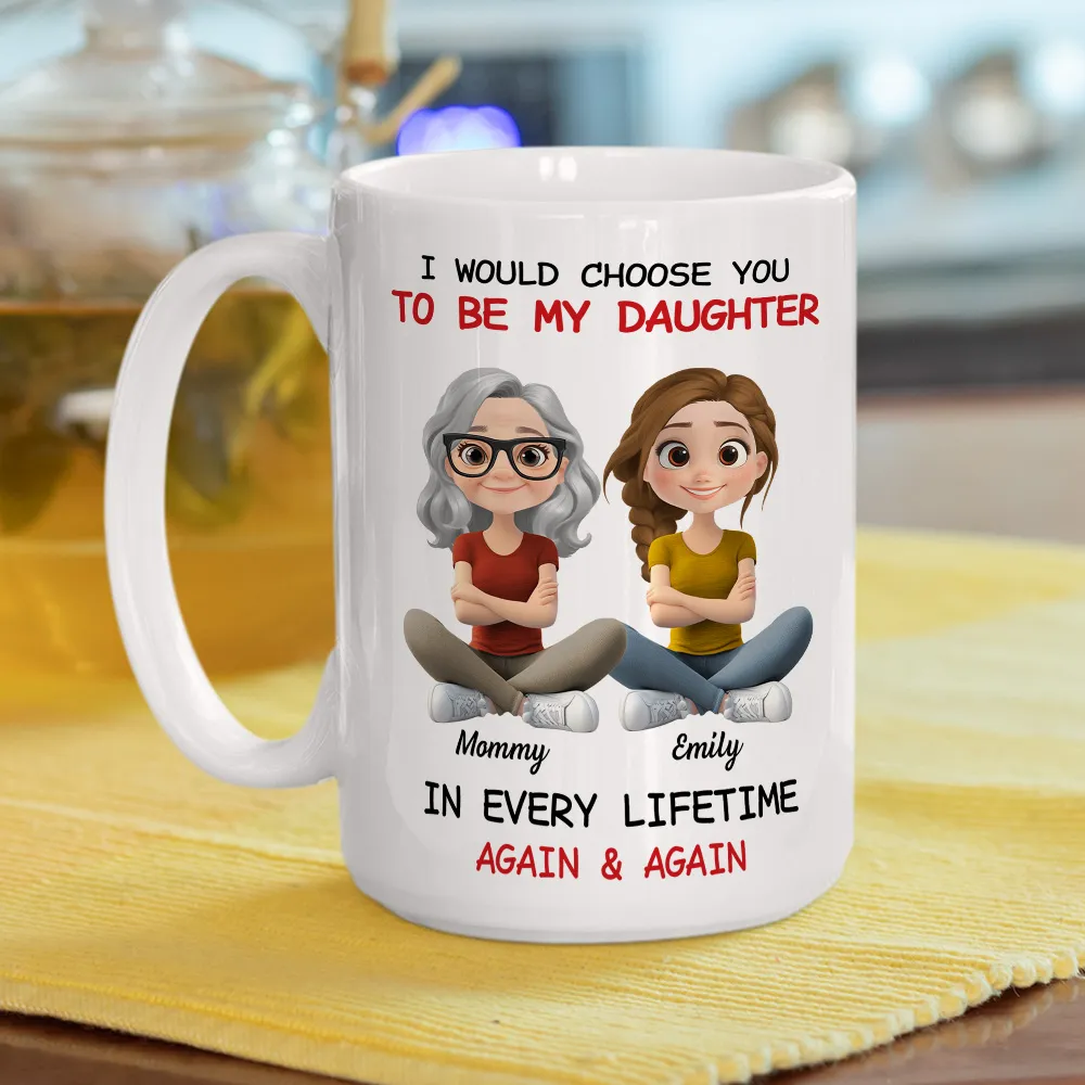 Ceramic Mug with Sweet Mother Daughter Quote and Cute Illustration, Personalized Unique Gift for Daughter - Image 5